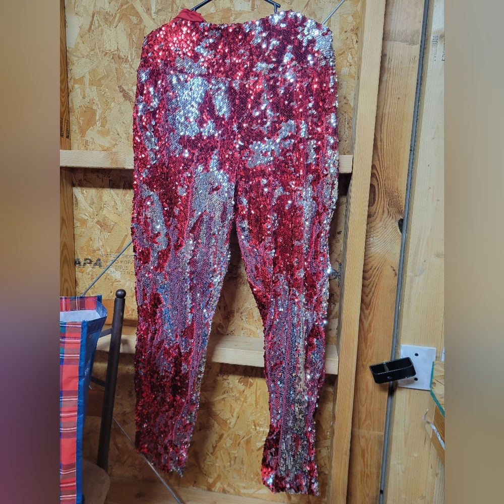 Tipsy‎ Elves NWT Red and Silver Sequin Pants MULTIPLE SIZES